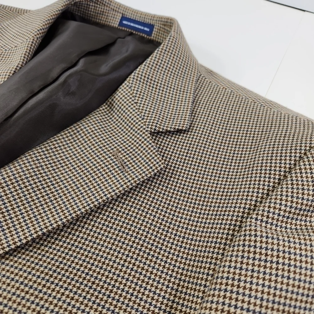 Stafford Essintials Mens Two Button Blazer Brown Sport Coat Suit Jacket Size 44L - Picture 5 of 12